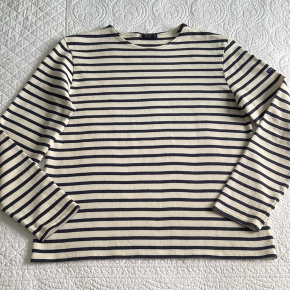 Saint James Breton Striped Top Boyfriend Meridien Modern Unisex Cream Navy XXL - Picture 3 of 17